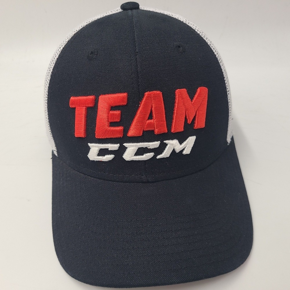 CCM Hat Snapback Trucker Mesh Black White Red Hockey Team Logo Casual Sports Men